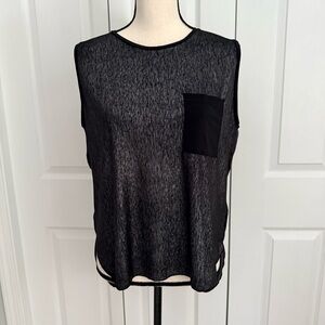 Zara W&B Collection Black Metallic Shimmer Tank Top with Pocket Size Large